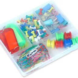 Multipurpose Desk Buddy Box with Push Pins, Paper Clip, Binder Clips & Key Ring, Multipurpose Office Magnets Pack of 5-27