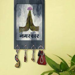 999store Namaskar Grey MDF 4 Hooks Key Holder-picture-7