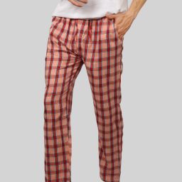 Reddish Cream soft and super comfortable checkered pajamas for men Men Pyjama-image-70