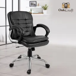 SkCraft Black Office / Study Chair Leatherette Office Executive Chair-image-4