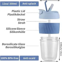 trk impex Sipper Mug Reusable Leak-proof with Lid and Straw image 4