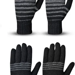 Striped, Self Design, Printed Winter Men Gloves-image-57