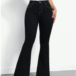 Women Boot-Leg High Rise Black Jeans-image-47