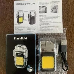 hoxiul Rechargeable Dual Arc Flameless Cigarette Lighter with Flashlight Torch Type C 2in1 Flameless Cigarette USB Charging Pocket Lighter image 2