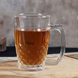 Transparent Glass 310 ml Diamond Cutting Shaped Beer Mug-image-67