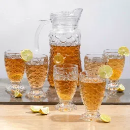 Premium Water and Juice Glasses Set of 7 Jug Glass Set-image-0