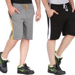Pack of 2 Solid Men Black, Dark Grey Casual Shorts-image-37