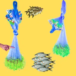 1 Finger 30mm Ultrafine Fish Net 5x60ft with Clay Sinkers & Floats Fishing Net-image-1