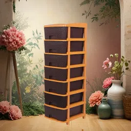 7XL Large Brown Size Plastic Free Standing Chest of cabinet Drawer PP Collapsible Wardrobe-image-9