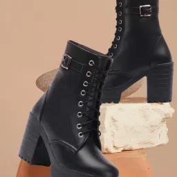 Women's Boots|Faux Leather, Trendy, Comfortable,Lace-Up Boots for Women & Girls Boots For Women-image-18