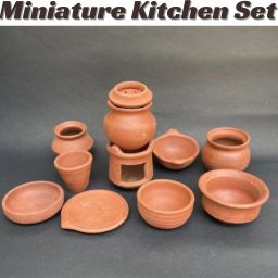 Terracotta/Clay Miniature kitchen / Real Cooking set (12 Pieces in A Set)-12