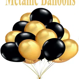 rp bazaar Solid Birthday Golden Foil Letters With 30 Pcs Balloons and 2 Pcs Golden Curtains Balloon image 2