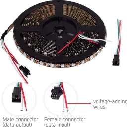 AURECIS WS2812 RGBIC LED Strip,5VDC, Individually Addressable,16 Million Color (1 Meter) Light Strip image 2