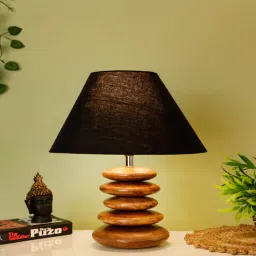 disoo fashions Black Shade Wooden Stone Handmade Brown Color Table Lamp-picture-12