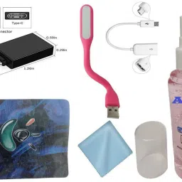 ANJO 9in1 Combo Wired Keyboard-Wireless Mouse-Pad-USB Hub-Cleaner-LED-Ext. Cable-OTG Combo Set image 5
