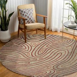 saraswati global Brown Stripes Wool And Viscose 8X8 Hand-Tufted Carpet-picture-16