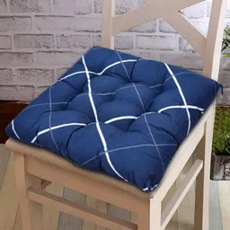 Kuber Industries Pack of 3 Blue Geometric Printed Microfiber Square Chair Pads-21