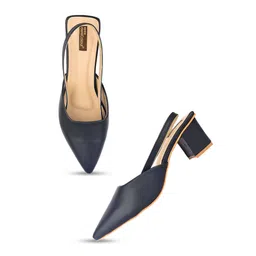 DESI COLOUR Pointed Toe Block Heel Mules-4
