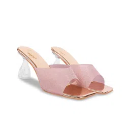Shoetopia Textured Open Toe Block Heel Mules image 3