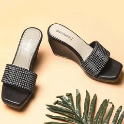 DressBerry Embellished PU Wedge Sandal-15