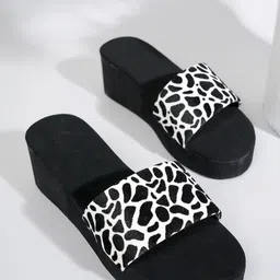 Walkfree Printed Suede Wedge Mules with Bows-14