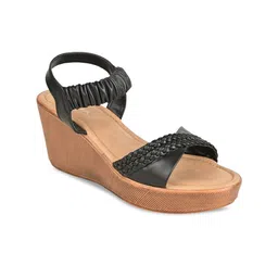 Rocia Black Braided Wedge Heels-42
