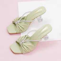 FABBHUE Embellished Open Toe Block Heels image 1