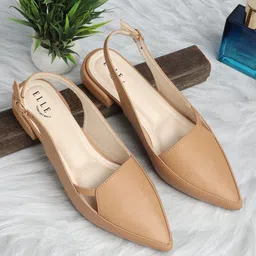 ELLE Pointed Toe Backstrap Block Heels Mules-12