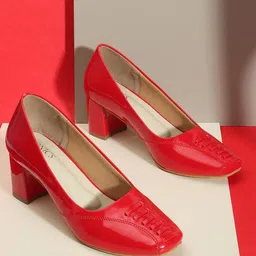 ICONICS Textured Block Heel Pumps-2