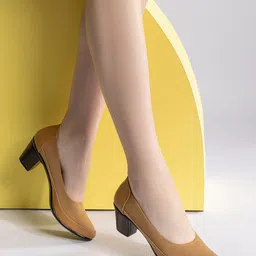 Shezone Block Round Toe Pumps-35