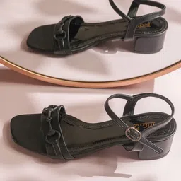 Inc 5 Textured Buckle Detail Block Heels-37