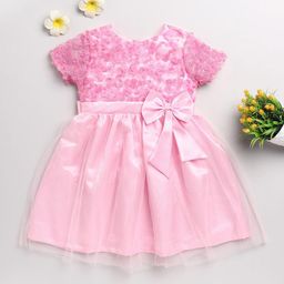 JBN Creation Girls Pink Embellished Satin Dress-image-22