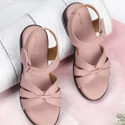 TRASE Textured Open Toe Flats-8