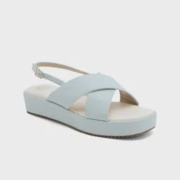 20Dresses Blue Criss-Cross Strap Open Toe Flats-17