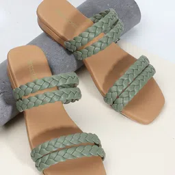 DressBerry Green Open Toe Flats-38