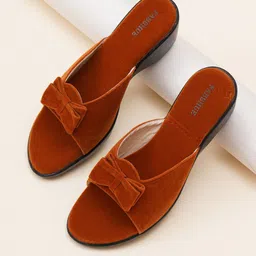 FABBHUE Suede Open Toe Flats With Bows image 1