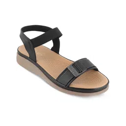 Tresmode Embellished Open Toe Flats With Backstrap-0