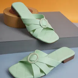 Walkfree Women Green Flats-image-8