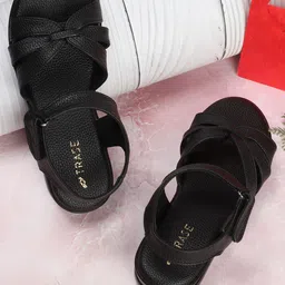 TRASE Textured Open Toe Flats-22