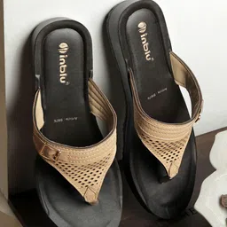Inblu Women Textured Open Toe Flats with Laser Cuts-16