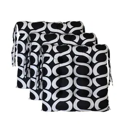 Kuber Industries Pack of 3 Black Geometric Seamless Pattern Square Chair Pads With Ties image 3