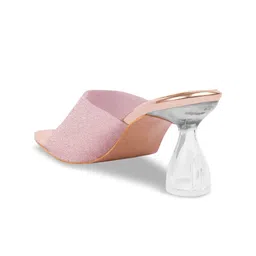 Shoetopia Textured Open Toe Block Heel Mules image 2