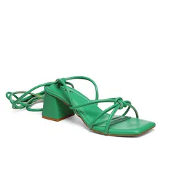 GNIST Green High-Top Block Sandals with Bows image 4
