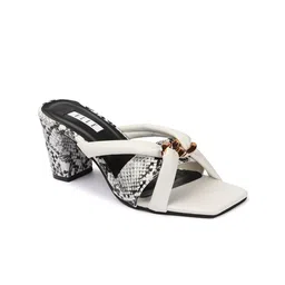 ELLE Printed Embellished Open Toe Block Heels image 2