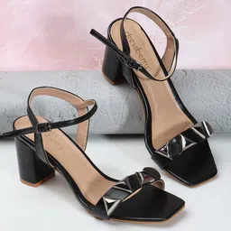 DressBerry Black Open Toe Block Heels image 5