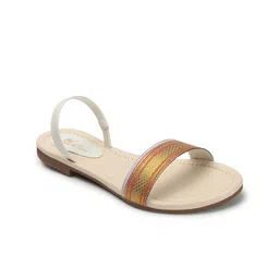 Picktoes Ethnic - Embellished Open Toe Flats With Backstrap image 5