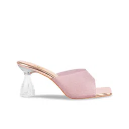 Shoetopia Textured Open Toe Block Heel Mules image 4