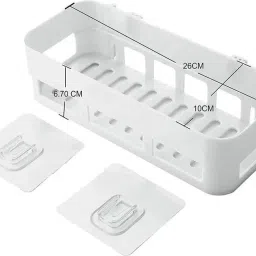 Self Adhesive Multi-Purpose Wall Hanging BATHROOM floating Shelf (PACK OF 1) Plastic Wall Shelf-image-25