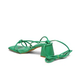 GNIST Green High-Top Block Sandals with Bows image 5