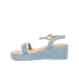 NR By Nidhi Rathi Embellished Open Toe Wedges With Backstrap image 2